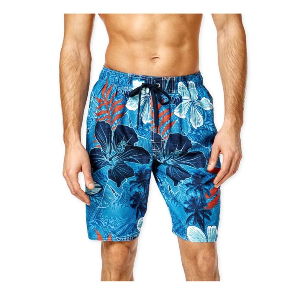 Newport Blue Mens Tribal Flower Swim Bottom Board Shorts, NWT